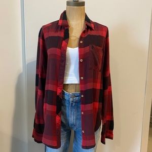 A&F red and black plaid flannel